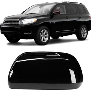Moonlinks Compatible with Toyota Highlander 2009 2010 2011 2012 2013 2014 Left Side Mirror Cover Replacement, Glossy Black Left Driver Side Door Rearview Mirror Cap Trim