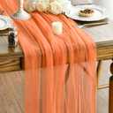 Artoid Mode 6PCS Orange Gauze Table Runner 120 Inch 10FT, Seasonal Sheer Kitchen Dining Holiday Wedding Birthday Baby Shower Table Decor for Home Party