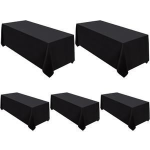 5 Pack 90x156 Inch Black Tablecloth for 8 Foot Rectangle Tables