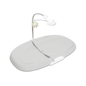 Skip Hop Baby Changing Pad Nursery Style Wipe-Clean Contoured with Cushioned Foam, Non-Skid Base, Built-in Safety Belt & Tuck-Away Toy Bar, Grey