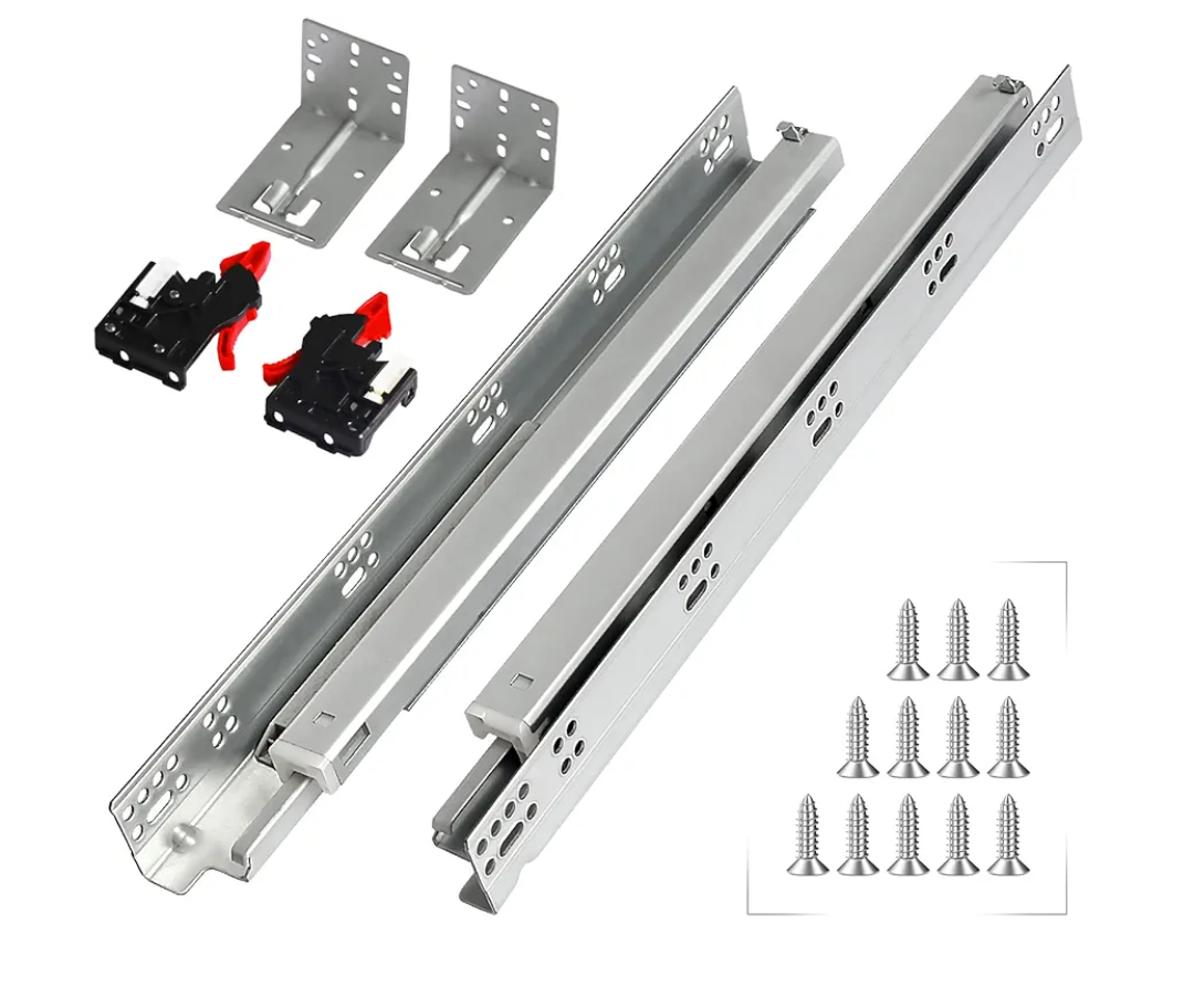 Undermount Soft Close Drawer Slides Bottom Mounted Full Extension 9 12 15 18 21 24 Inch Ball Bearing Runners Rails 77 Lb Load Count of 1 Pair of 6 