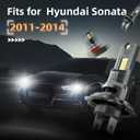 for Hyundai Sonata 2011-2014 Fog Lights Bulbs Combo, 4pcs Super Bright White Dual Beam and Fog Lights Blubs Package, 1:1 Size as Stock Bulbs, Plug and Play