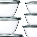 MCIRCO Glass Salad Bowls with Lids-10-Piece Set, Salad Bowls with Lids, Space Saving Nesting Bowls - for Meal Prep, Food Storage, Serving Bowls -Glass bowl For Cooking, Baking