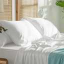 Bedsure King Size Pillow Cases Set of 2, Cooling Pillow Cases King, Rayon Derived from Bamboo White Pillowcases, Breathable & Silky Soft Cool Bedding Pillow Covers with Envelope Closure, 20x36 Inches