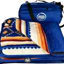 DOWN UNDER OUTDOORS Large Waterproof Windproof Extra Thick 350 GSM Quilted Fleece, or Sherpa Stadium Blanket (Aztec)