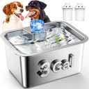 Dog Water Fountain for Large Dogs, tainless Steel 3Gallon Extra Big Pet Fountains, Dog Water Bowl Filter Automatic Dog Bowl Dispenser,Drinking Bowls for Multi Pets, Easy to Clean, Quiet Pump