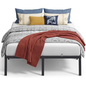 VASAGLE Queen Metal Bed Frame 16 Inches Tall, 1100 lb Weight Capacity, No Box Spring Needed, with Under-Bed Storage, Easy Setup, Heavy-Duty Platform Bed, Mattress Retainers, Matte Black URMB661BD02S