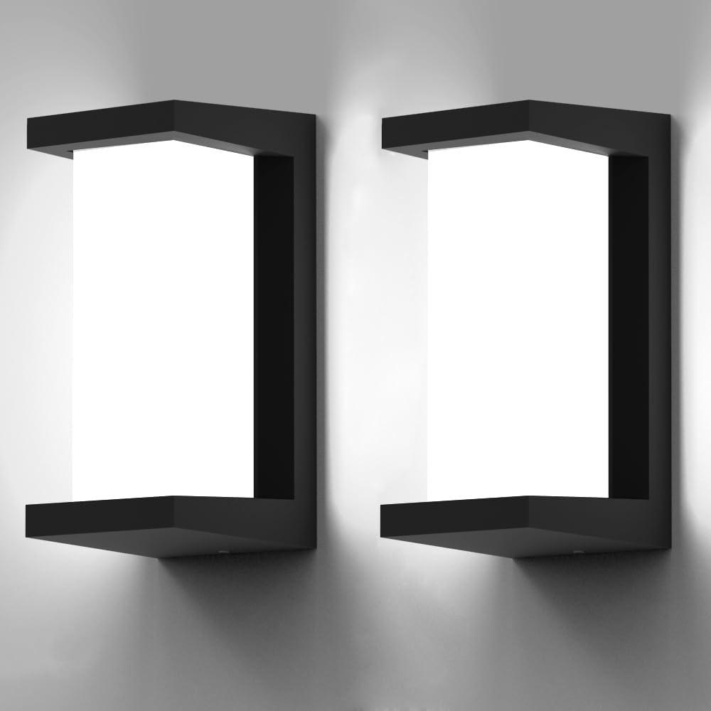 Sytmhoe 2Packs Porch Lights Outdoor Wall Sconce, 24W 2400LM 5000K Modern LED Porch & Patio Lights, Aluminum Exterior Light Fixture Matt Black IP65 Waterproof for Hallway House Backyard Garage Lighting