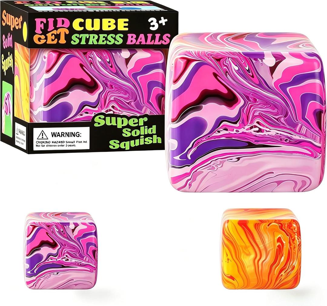 1 Pack Fidget Toys Squishy Stress Cube, Stress Balls for Kids Adults Squishies Stress Relief, Ice Squishy Cube Sugar Balls, Sensory Toys for Kids with Autism, Fidgets for Classroom Prize Toys (Pink)