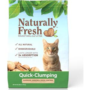 Naturally Fresh Cat Litter Made From Walnut Shells, 1-2 Cats, Unscented, Upcycled, Easy Scooping, Sustainable, 26 Lbs