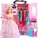 UCanaan Girl Doll and Closet Set with Doll Clothes and Accessories Items Including Fashion Dolls, Dressand Many Other Accessories (Refer Picture Shows)Best Gitfs for Girls Christmas Birthday (Pink)