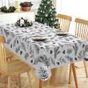 Winter Pine Tree Leaves Rectangle Tablecloth 60 x 120 Inch, Leaf Pine Cone Red Berry Decorative Table Cloth Farmhouse Dining Table Cover, Christmas Holiday Dinner Party Picnic Decoration