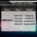 STSEV01 Rear Spoiler Cab Roof Wing Fit for Ford Ranger 2024 2025 2026 All Beds and Cabs XL/XLT/Raptor/Lariat, Gloss Black Top Wing Lip Exterior Accessories