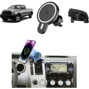 PZK Car Phone Mount for Toyota Tundra 2007 2008-2011 2012 2013 /Sequoia 2008-2011 2012 2013 Accessories Custom Air Vent Car Phone Holder Magnetic 15W Fast Wireless Charger Automobile Cradles, Black