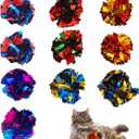 Cat Crinkle Ball Toys 10 Packs for Indoor Cats to Kill Time and Keep Fit, 2.3 Inch Colorful Mylar Crinkle Balls Attract Cats to Swat, Bite, Hunt, Interactive Toys for Cats and Kittens