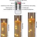 23 Pack Flameless LED Pillar Candles with Remote & Timer, Flickering Battery Operated Candles with Embedded Starry Lights, 3-Sizes Gray Acrylic Decorative Candles for Wedding, Home, Party Decor