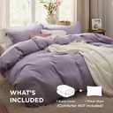 Bedsure Grayish Purple Duvet Cover Twin/Twin XL Size - 2 Pieces Prewashed Cotton-Like Polyester Extra Soft Bedding Set, Includes 1 Duvet Cover 68"x90" with Zipper Closure & 1 Pillow Sham, No Comforter