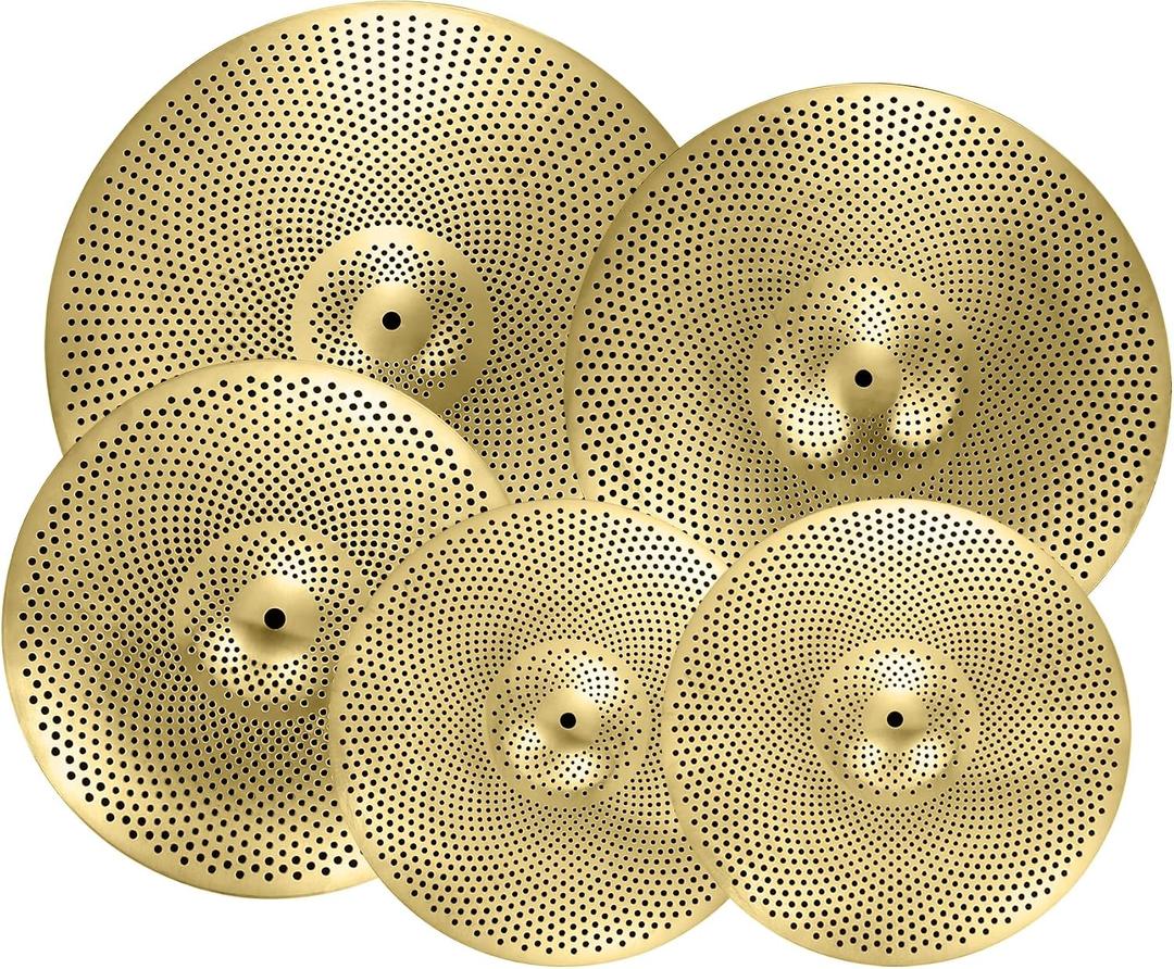 Cymbal Pack Golden Low Volume Cymbal Pack 14"/16"/18"/20" 5Pcs Drummer Practice Cymbal