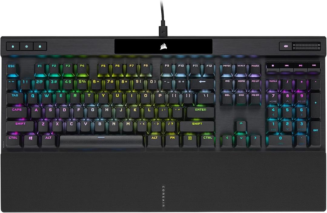 Corsair K70 RGB PRO Wired Mechanical Gaming Keyboard (CHERRY MX RGB Speed Switches: Linear and Rapid, 8,000Hz Hyper-Polling, PBT DOUBLE-SHOT PRO Keycaps, Soft-Touch Palm Rest) QWERTY, NA - Black