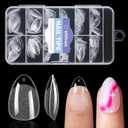 Extra Short Almond Nail Tips: 240Pcs Small Clear Almond Nails Soft Gel Fake Nail Tips for Nail Extension, 12 Sizes Full Cover Clear Press on Nails for Girls for Home DIY Salon