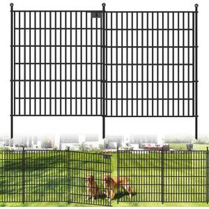 10 Panels No Dig Garden Fence with Gate, 40 in(H) X 24.2 ft(L) Metal Fence Panels, Thickened Rustproof Garden Fencing, Animal Barrier Fence for for Dogs, Rabbits, Landscape, Patio