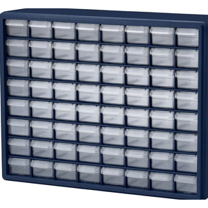 Plastic Storage Drawers – 60 Compartment Organizer – Desktop or Wall Mount Container for Hardware, Parts, Crafts, Beads, or Tools by Stalwart, Navy Blue