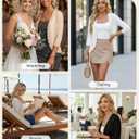GRACE KARIN Women Lightweight Summer Cardigans 3/4 Sleeve Cropped Cardigan Sweaters Open Front Bolero Shrug (Pink, L)