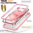 Diaclara Designed for iPhone 15 Case, Full Body Rugged Case with Built-in Touch Sensitive Anti-Scratch Screen Protector, with Camera Lens Protector for iPhone 15 6.1" (Coral Pink)
