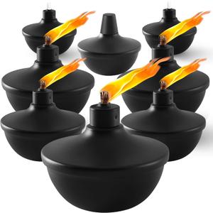 8 Pack Metal Table Top Torches,23.5 oz Citronella Torches for Outside,Refillable Flame Light Torch with Wicks and Covers for Party, Garden Decor,DIY
