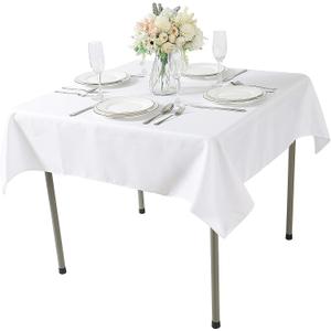Cupuamon Square Tablecloth 52x52 inch Washable Polyester Fabric Table Cloth for Wedding Party Dining Banquet Decoration, 52x52, White