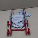 My First Baby Doll Stroller for Toddlers 3 Year Old Girls, Little Kids | Folding Baby Stroller for Dolls, Toy Stroller for Baby Dolls with Bottom Storage Basket, Foldable Frame, Canopy, Seatbelt (Light Denim)