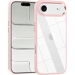 for iPhone 17 Air case,Crystal Clear Hard PC Back +Soft TPU Frame Shockproof Military-Drop Protection,Classic Hybrid Case for iPhone 17 Air-6.5" (Light Pink)