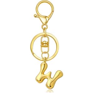3 x Gold Letter Keychain for Women Cute Small Initial Keychain Charms for Purses Bags Handbags Wallet Backpack Accessories, Gold W