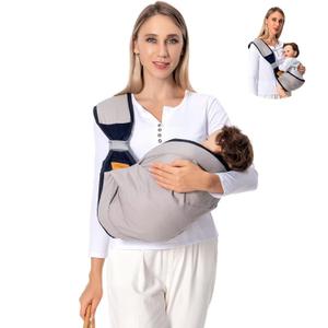 Baby Sling Carrier, Baby Carrier Newborn to Toddler(7-45lbs), Toddler Carrier with Safety Buckle, One Shoulder Adjustable Shoulder Strap, One Size Fits All, Grey (Cloth Fabric)