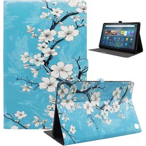 Fire Max 11 Tablet Case (Compatible with 13th Generation 2023 Release), Slim Fit Lightweight Leather Smart Tablet Case for Fire 11 Max with Auto Wake/Sleep, Plum Blossom