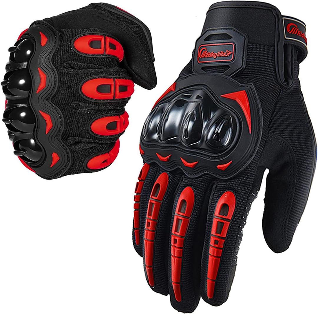 Motorcycle Gloves for Men and Women Touchscreen Guantes Para Motocicleta Hombre for Powersports BMX ATV MTB Motocross Scooter Dirt Bike Riding Gloves Motorcycle Mens Helmets Accessories(M, Red)
