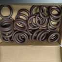 Thenshop 50 Pcs Decorative Wooden Napkin Rings Bulk Exquisite Round Dining Table Napkin Holder Buckles for Elegant Dining Wedding Harvest Holiday Party Home Gift Mini Hanging Ring (Dark Brown)