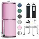 Purewell 3-Stage 0.01m Ultra-Filtration Gravity Water Filter System, 304 Stainless Steel Countertop System with 2 Filters, Metal Water Level Spigot and Stand, Reduce 99% Chlorine, 2.25G, PW-OB-K