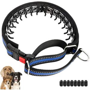 Collar for Dogs, No Pull Dog Collar with Reflective Strip for Small Medium Large Dogs, Anti Pulling Dog Collar with Buckle for Walking Training, Safe for Night Walk(Blue, S)
