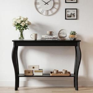 ChooChoo Narrow Console Table, Chic Accent Sofa Table, Entryway Table, 39.3 Inch, Black, 11.8"D x 39.3"W x 31.4"H