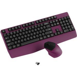 Wireless Keyboard and Mouse Combo, Ergonomic Keyboard with Wrist Rest, 2.4Ghz Wireless Connection, Compatible with PC/Laptop/Windows/Mac for Home and Office Use (Black Burgundy)