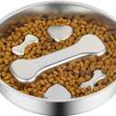 Novery Slow Feeder Dog Bowl - 2 Cups Stainless Steel Dog Slow Feeder Food Bowl, Metal Non-Slip Lick Plate,Puppy or Cat Food Holder,Pet Supplies,Puzzle Maze Dish for Medium Sized Breeds