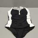 Tempt Me Women Black White Ruched Slimming One Piece Swimsuits Tummy Control Vintage Bathing Suits XL
