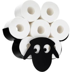 G Ganen Animal Decorative Toilet Paper Holders - Tissue Paper Storage Stand | Wall Mount Iron Tissue Basket, Sheep Art Decoration | Bathroom House Office Décor Tissue Paper Rolls Storage Shelf (Sheep)