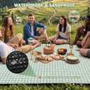 Extral Large Outdoor Waterproof Picnic Blanket With Shoulder Strap, 80"X80" 3-Layer Windproof Foldable Picnic Mat with Corner Nails, Machine Washable, Camping, Lawn Park Grass, Travel, Beach, Green