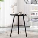 Apicizon 16" Round Side Table, Black End Table for Living Room, Bedside, Mid Century Modern Coffee Table or Circle Accent Table for Small Spaces, Metal Nightstand (Black), 16x16x19.3 inches