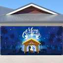 Christmas Nativity Garage Door Banner 7x16ft Large Scene Christmas Garage Door Cover Holy Religion Holiday Garage Door Backdrop Decorations Mural for Xmas Decor
