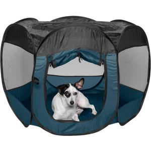 Furhaven Pop Up Playpen Pet Tent Playground - Sailor Blue, Medium