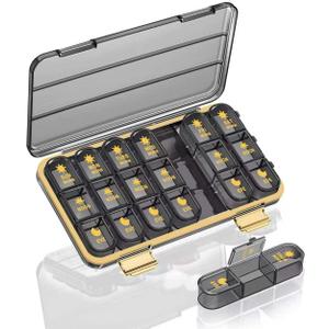 Acedada Weekly Pill Organizer 3 Times A Day, Large 7 Day Pill Box 3X A Day, Portable Medicine Container with 21 Compartments, Daily Travel Pill Case for Vitamins Supplements Fish Oils, Black