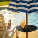 Outdoor Adjustable Umbrella Table Tray, 20 Round Outdoor Umbrella Table with Hole, Portable Patio Beach Umbrella Table Tray Fit 1.5" Umbrella Pole for Poolside, Backyard, Garden, Black